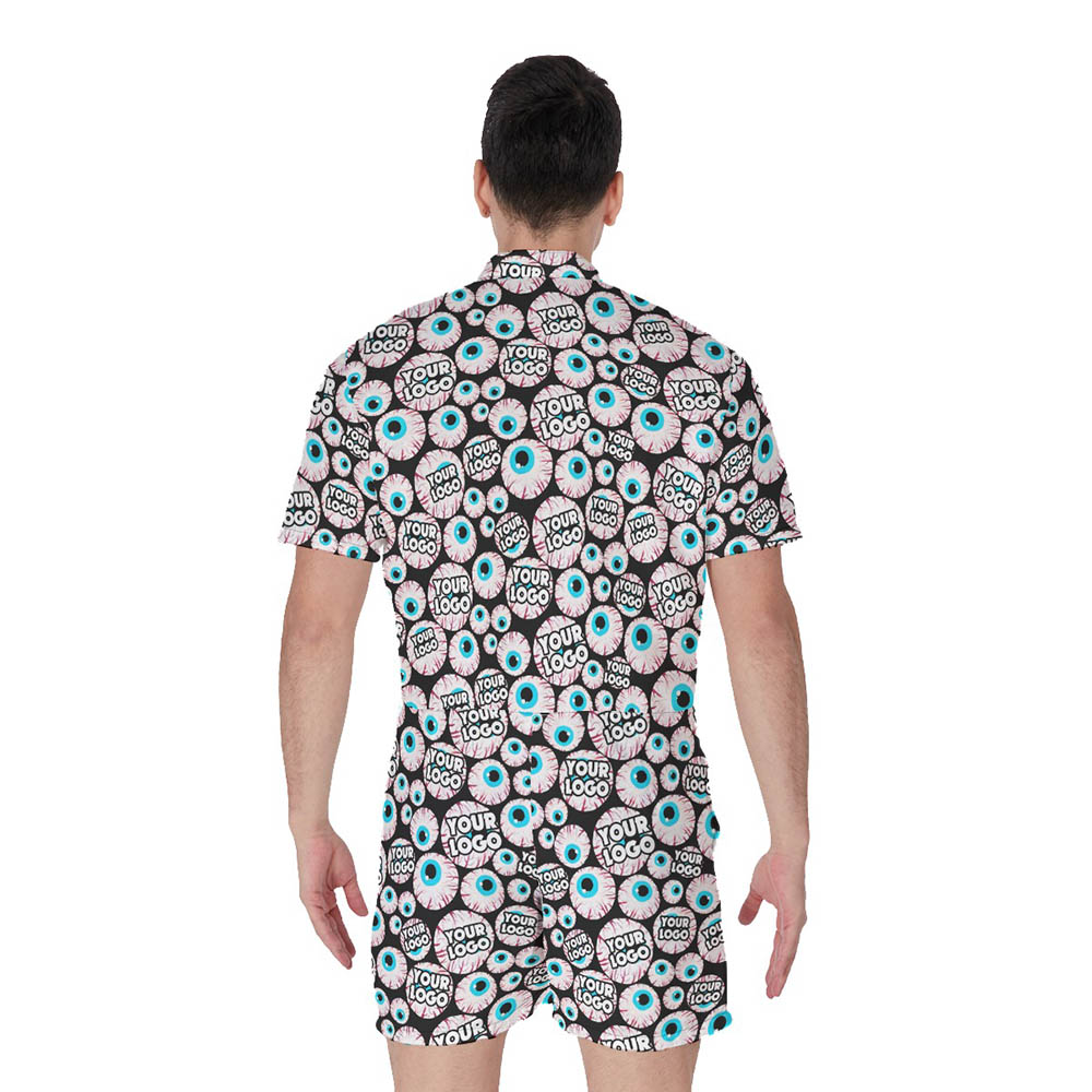 Funny Custom Logo Halloween Eyeballs Hawaiian Romper For Men