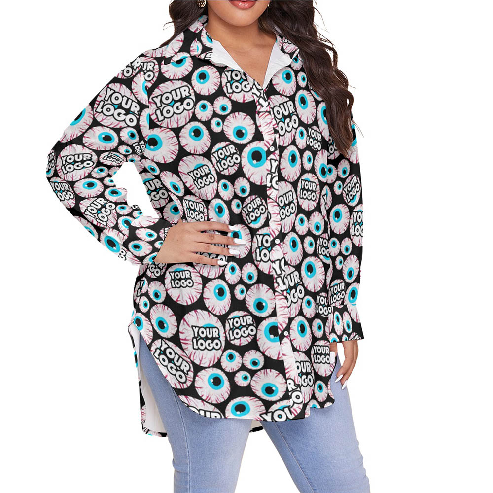 Halloween Creepy Eyeballs Hawaiian Plus Size Shirt With Custom Company Logo