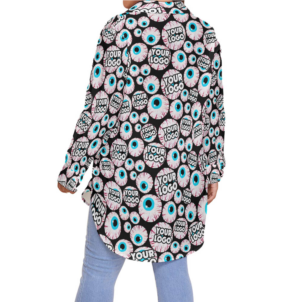 Halloween Creepy Eyeballs Hawaiian Plus Size Shirt With Custom Company Logo