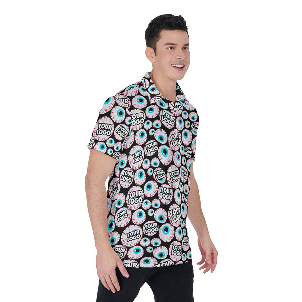 Creepy Eyeballs Custom Logo Hawaiian Polo Shirt