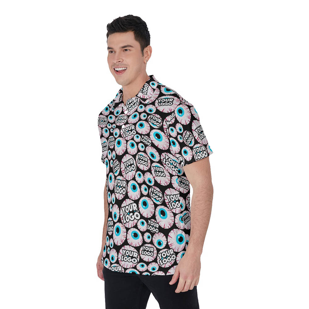 Creepy Eyeballs Custom Logo Hawaiian Polo Shirt