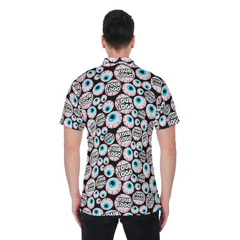 Creepy Eyeballs Custom Logo Hawaiian Polo Shirt