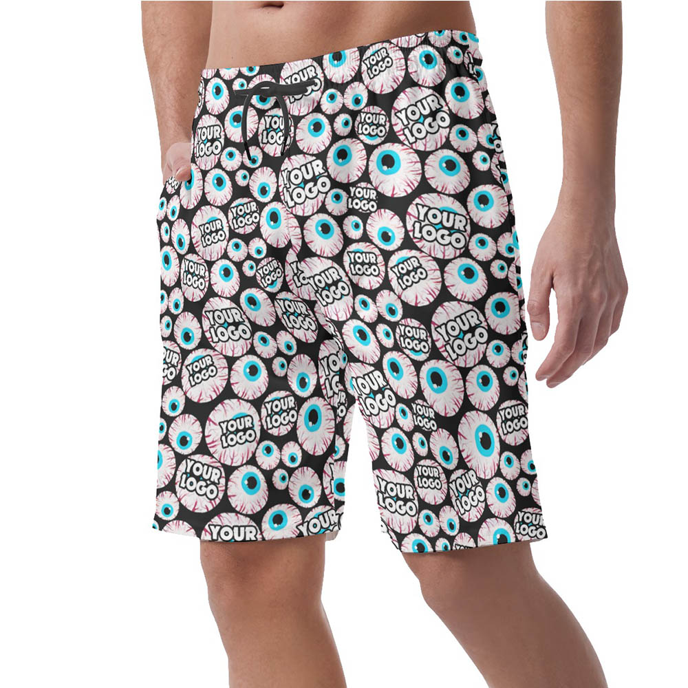 Halloween Creepy Eyeballs Hawaiian Beach Shorts With Custom Company Logo