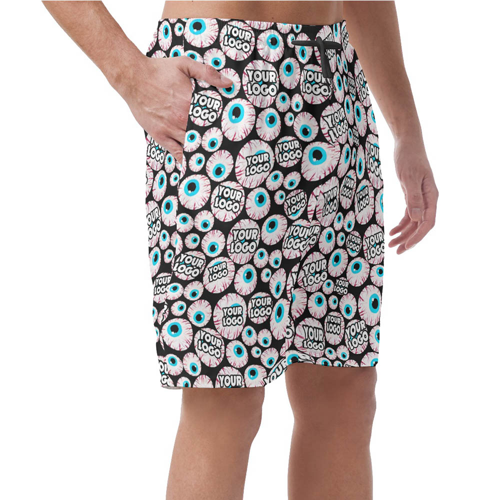 Halloween Creepy Eyeballs Hawaiian Beach Shorts With Custom Company Logo