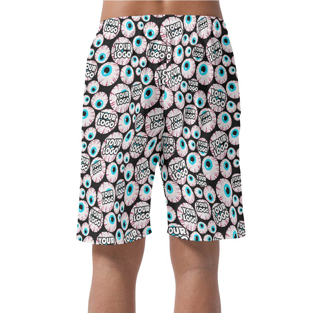 Halloween Creepy Eyeballs Hawaiian Beach Shorts With Custom Company Logo
