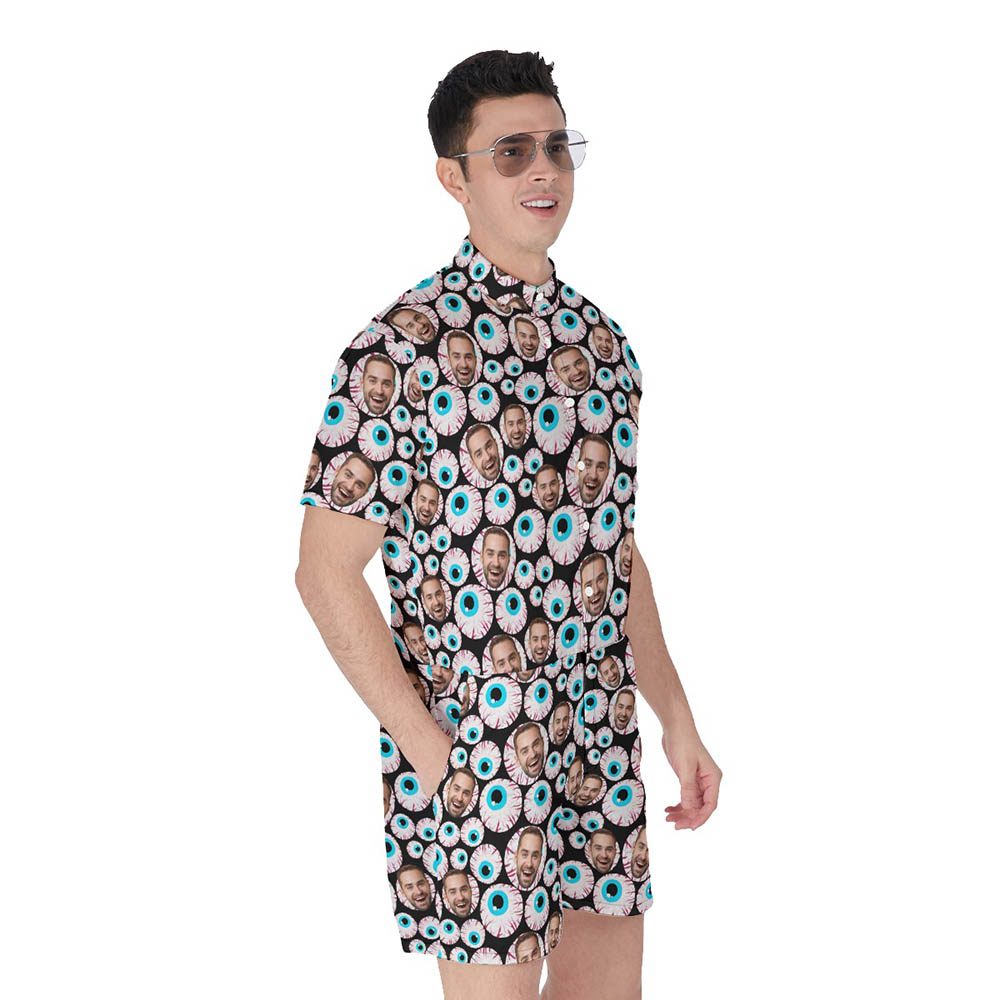 Creepy Eyeballs Halloween Hawaiian Romper For Men