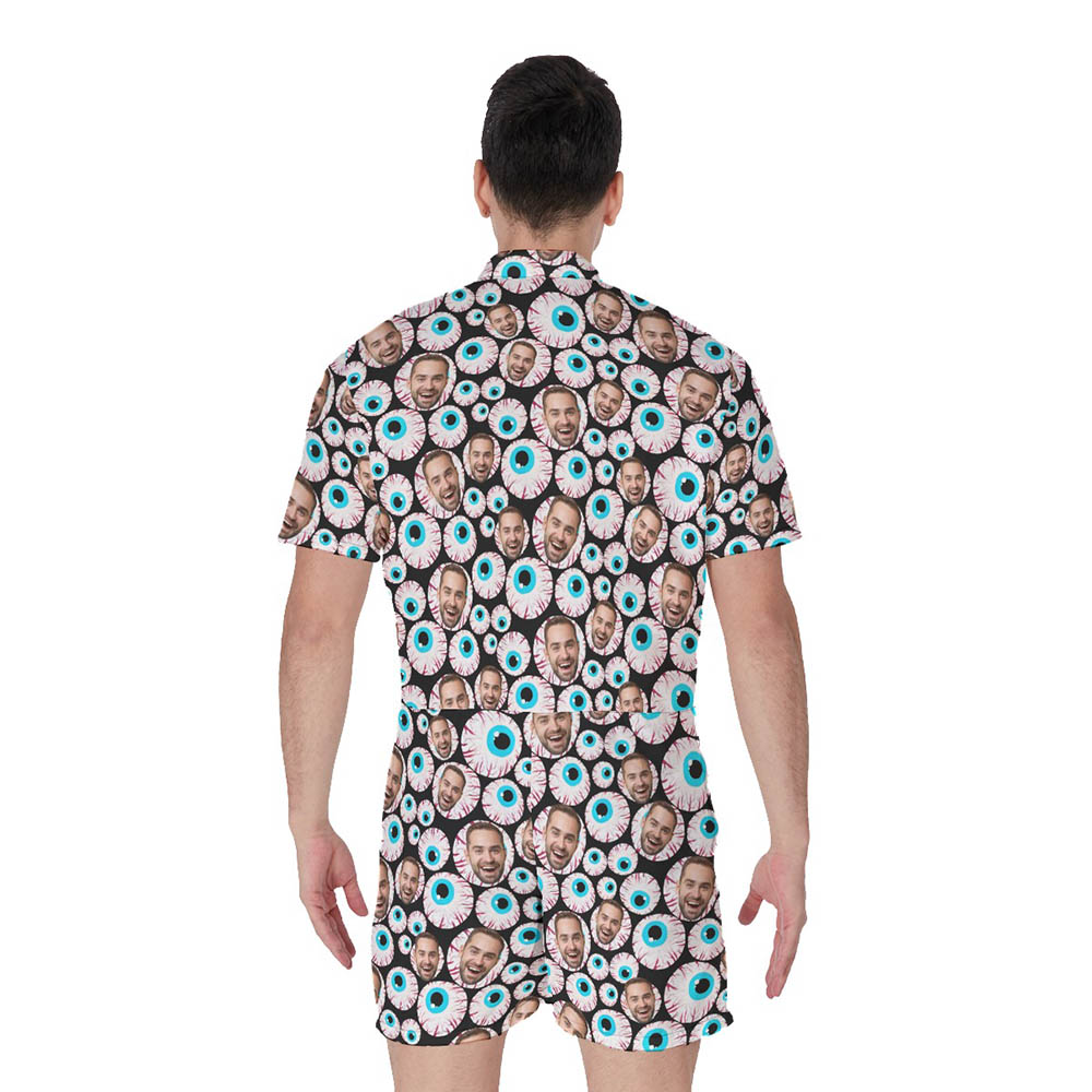 Creepy Eyeballs Halloween Hawaiian Romper For Men