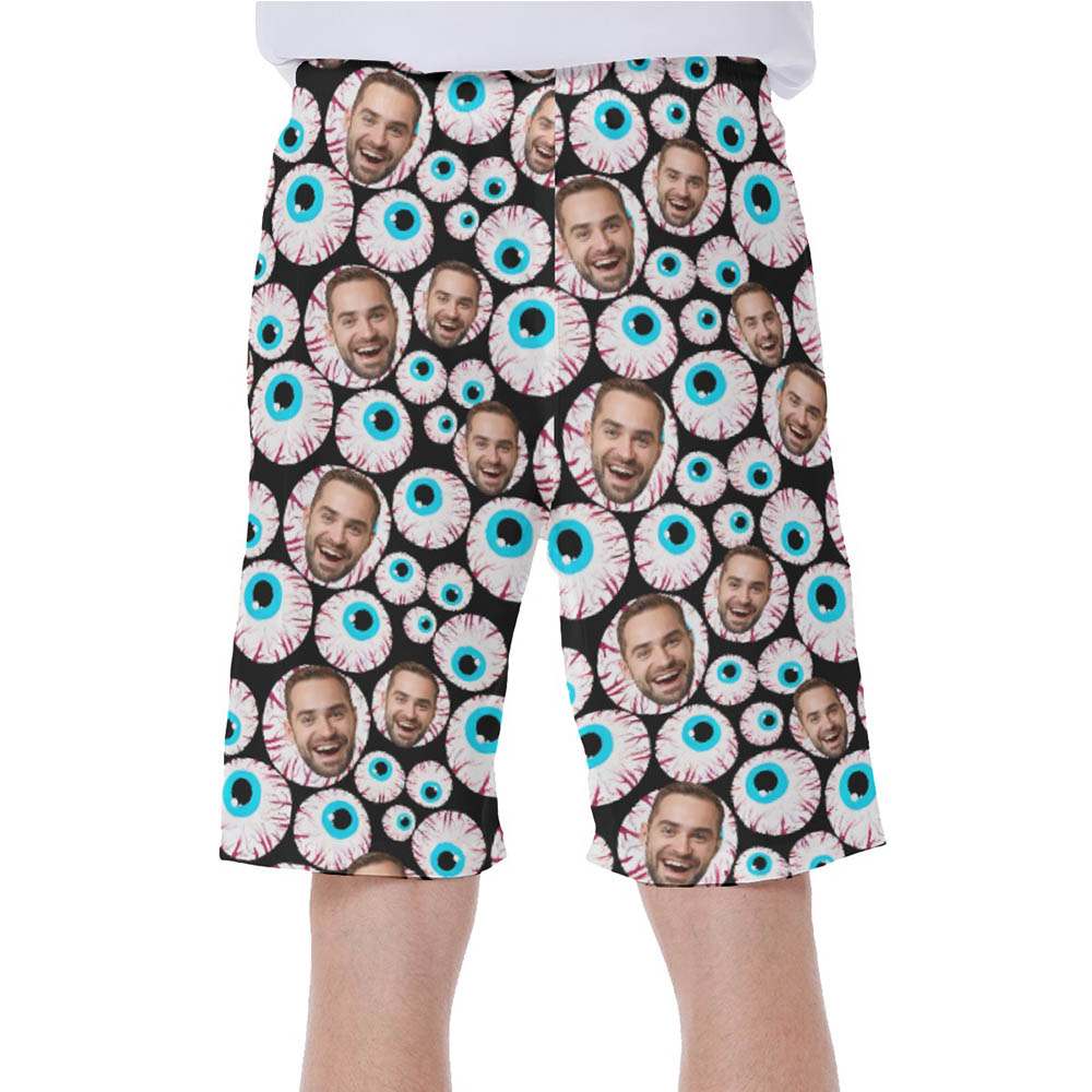 Funny Creepy Eyeballs Hawiian Swim Trunks With Custom Face