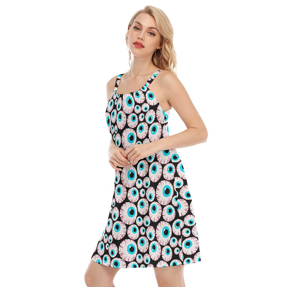 Creepy Eyeballs Halloween Hawaiian Cami Dress For Women
