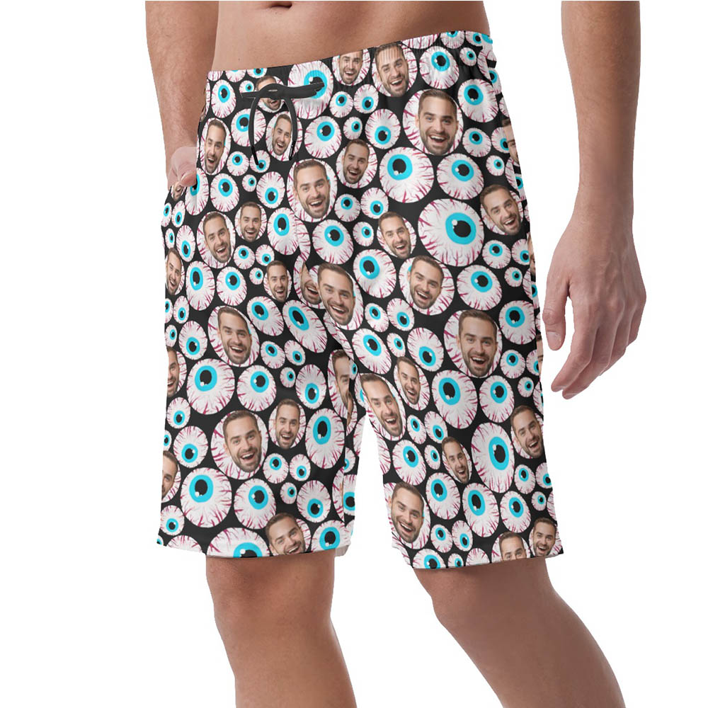 Custom Face Creepy Eyeballs Halloween Men's Shorts