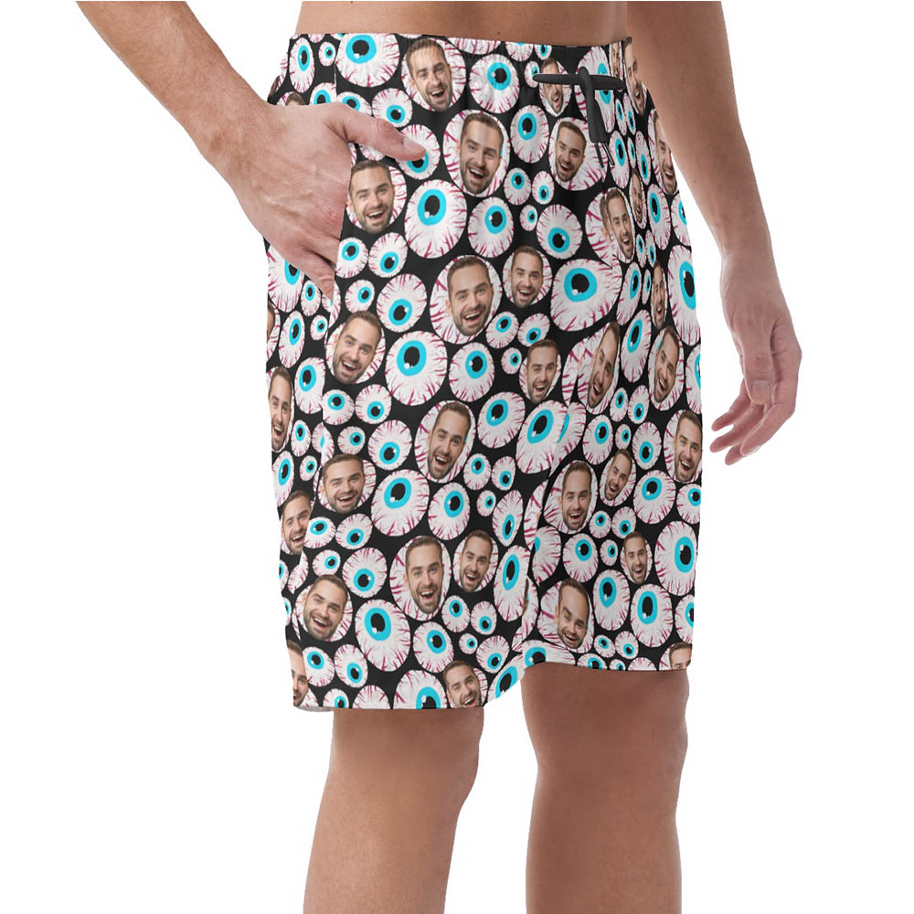 Custom Face Creepy Eyeballs Halloween Men's Shorts