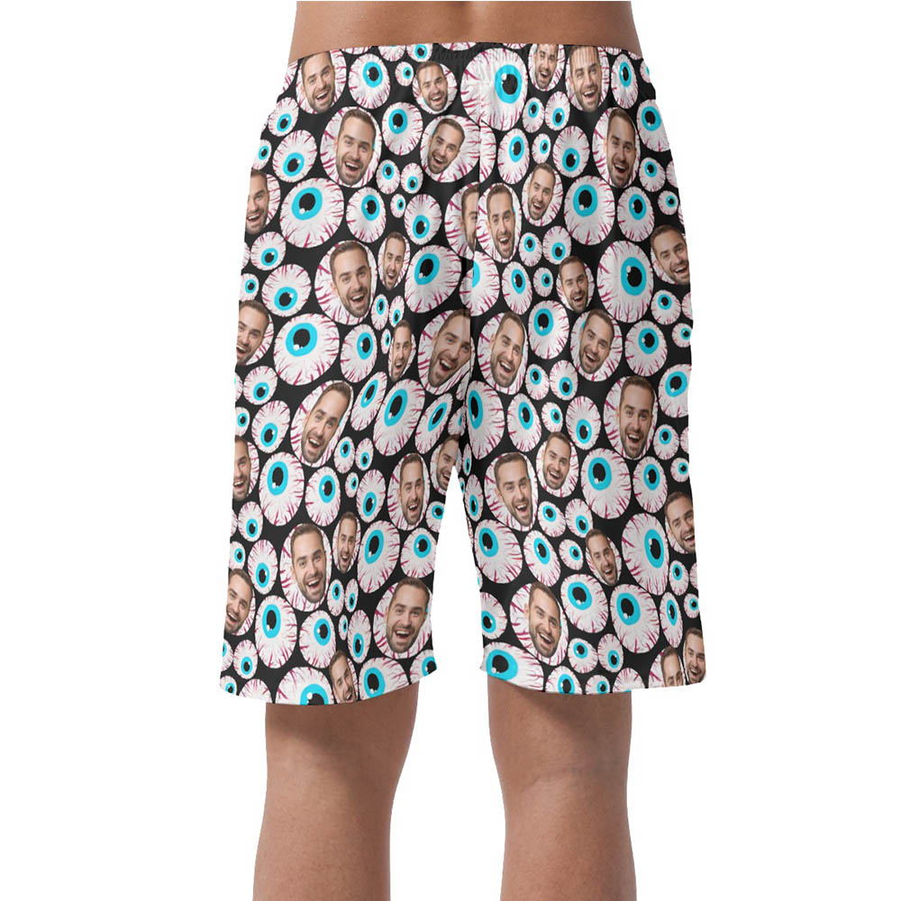 Custom Face Creepy Eyeballs Halloween Men's Shorts