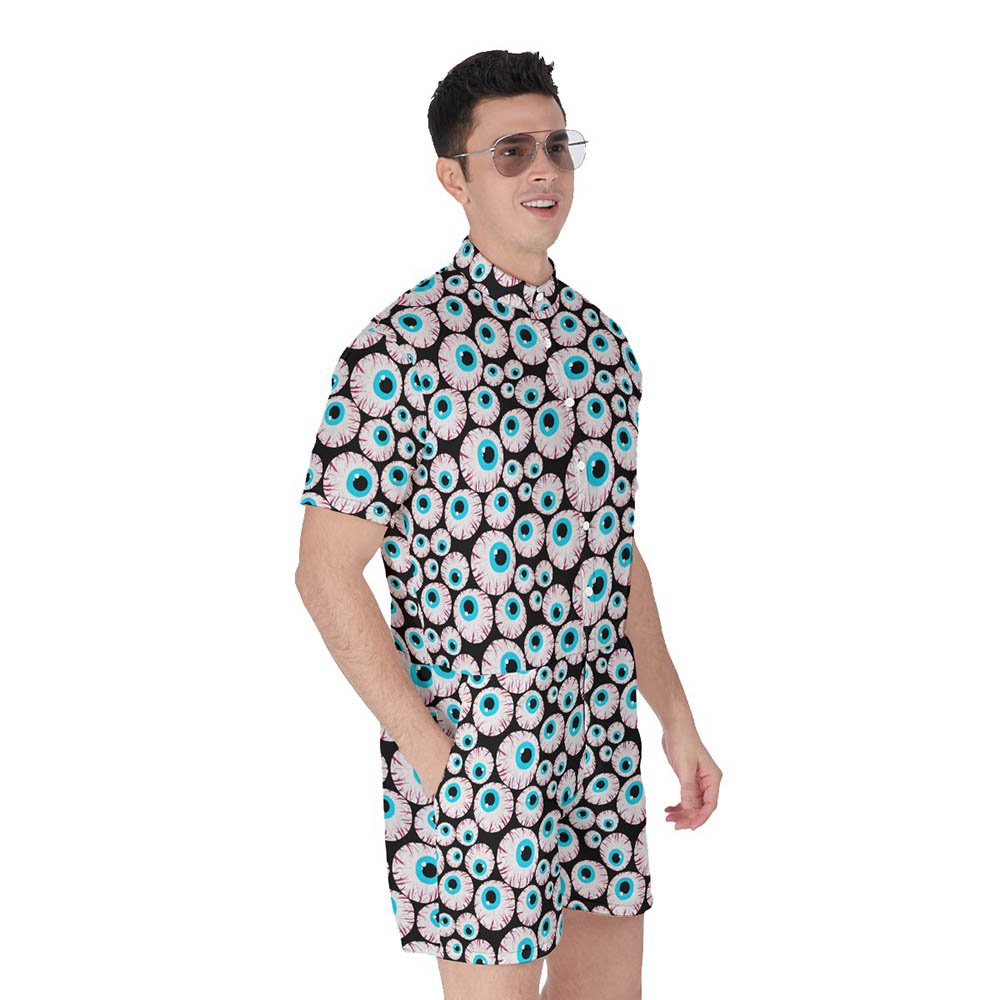 Halloween Theme Eyeballs Men's Hawaiian Romper