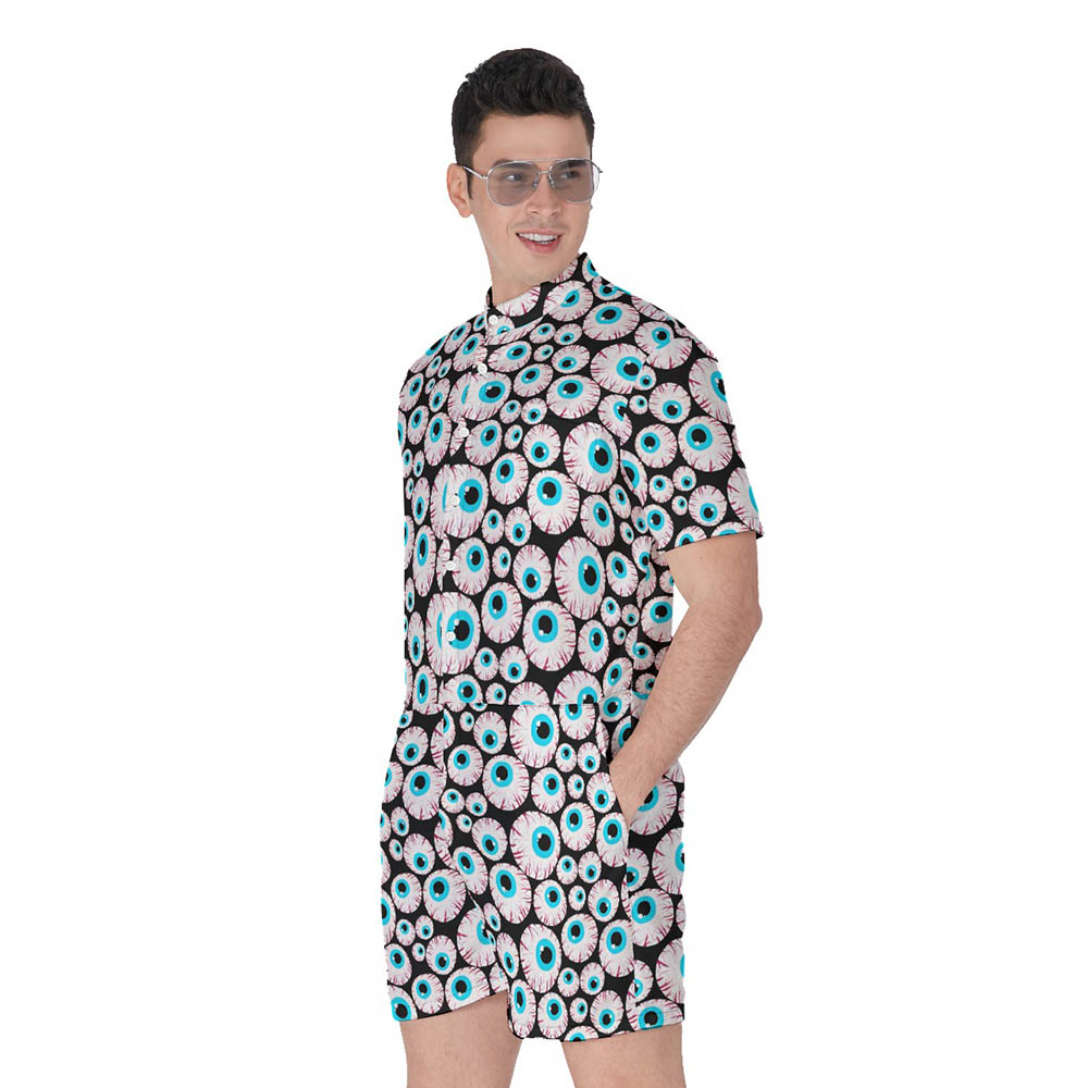 Halloween Theme Eyeballs Men's Hawaiian Romper
