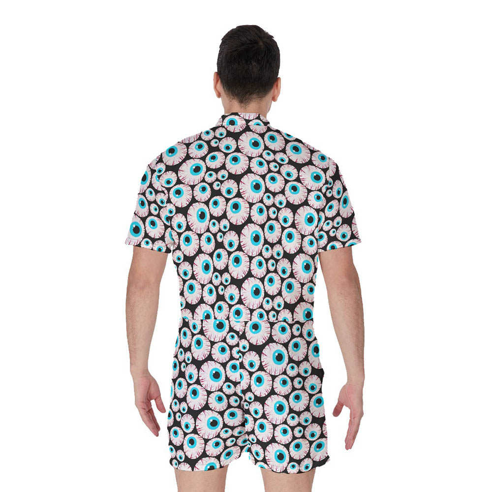 Halloween Theme Eyeballs Men's Hawaiian Romper