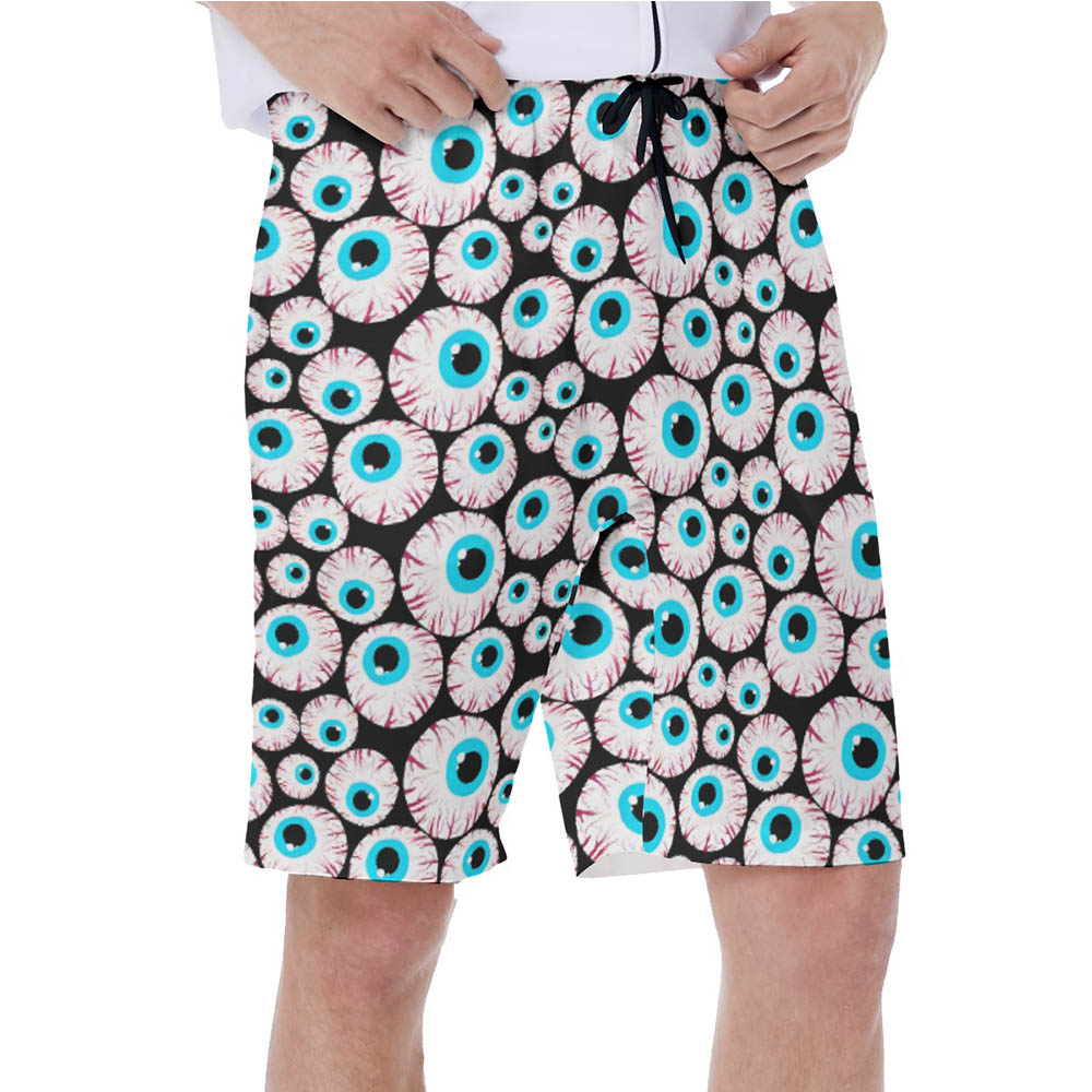 Halloween Creepy Eyeballs Hawaiian Swim Trunks For Men