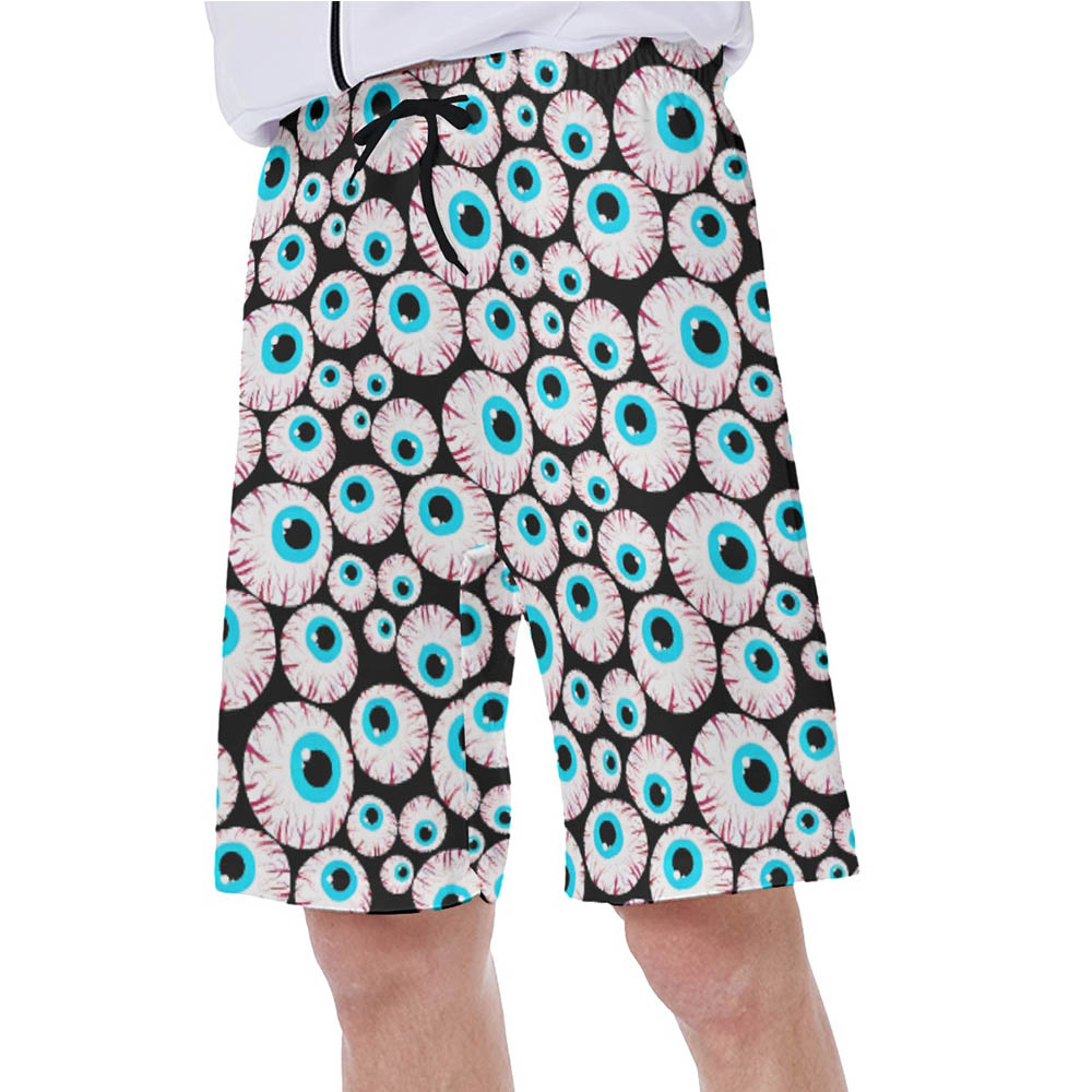 Halloween Creepy Eyeballs Hawaiian Swim Trunks For Men