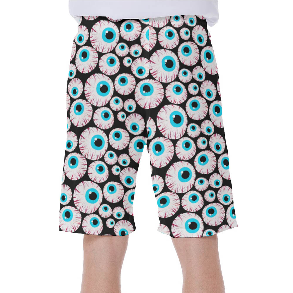 Halloween Creepy Eyeballs Hawaiian Swim Trunks For Men