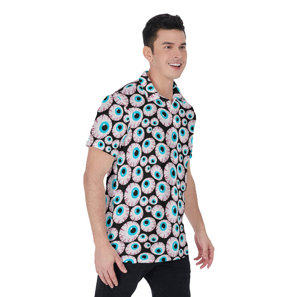 Funny Halloween Theme Eyeballs Hawaiian Men's Polo Shirt