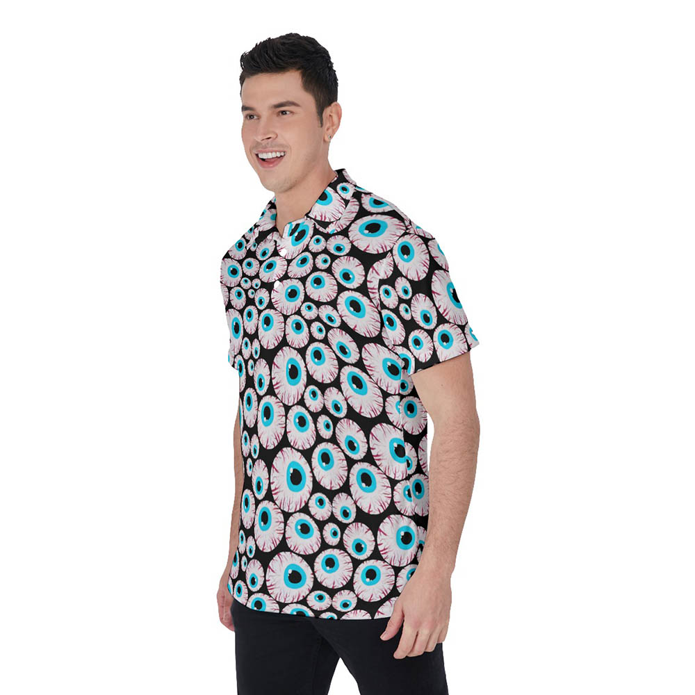 Funny Halloween Theme Eyeballs Hawaiian Men's Polo Shirt