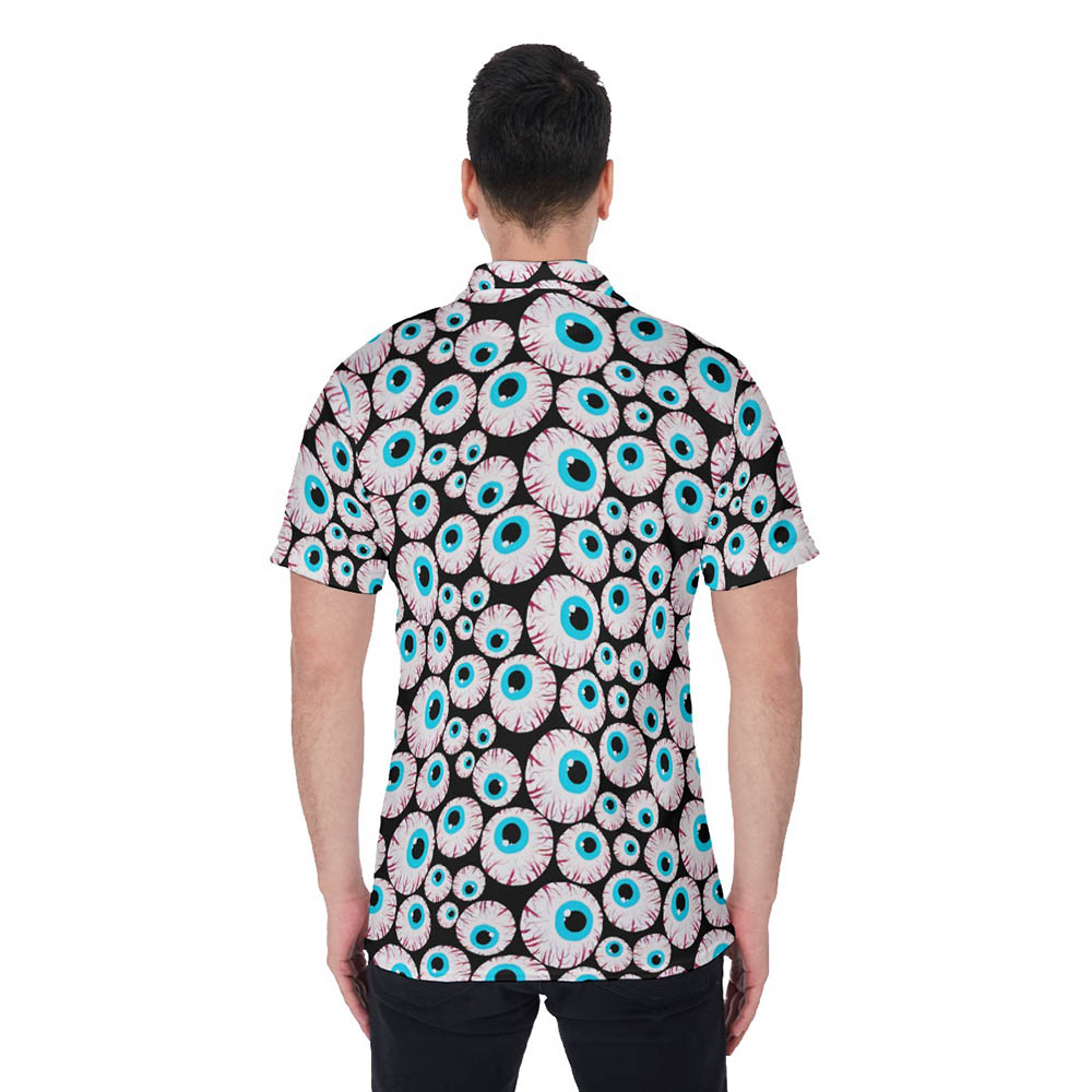 Funny Halloween Theme Eyeballs Hawaiian Men's Polo Shirt