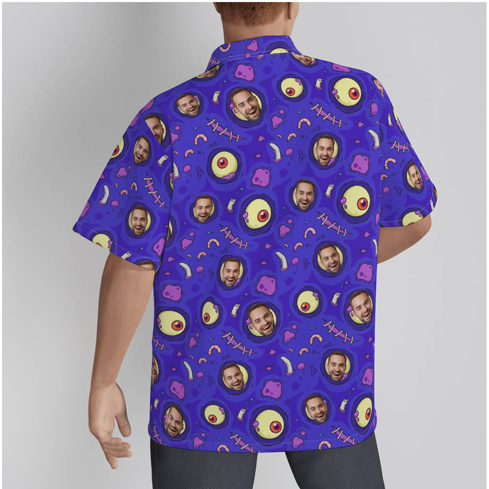 Funny Custom Face Creepy Zombie Halloween Men's Hawaiian Shirt