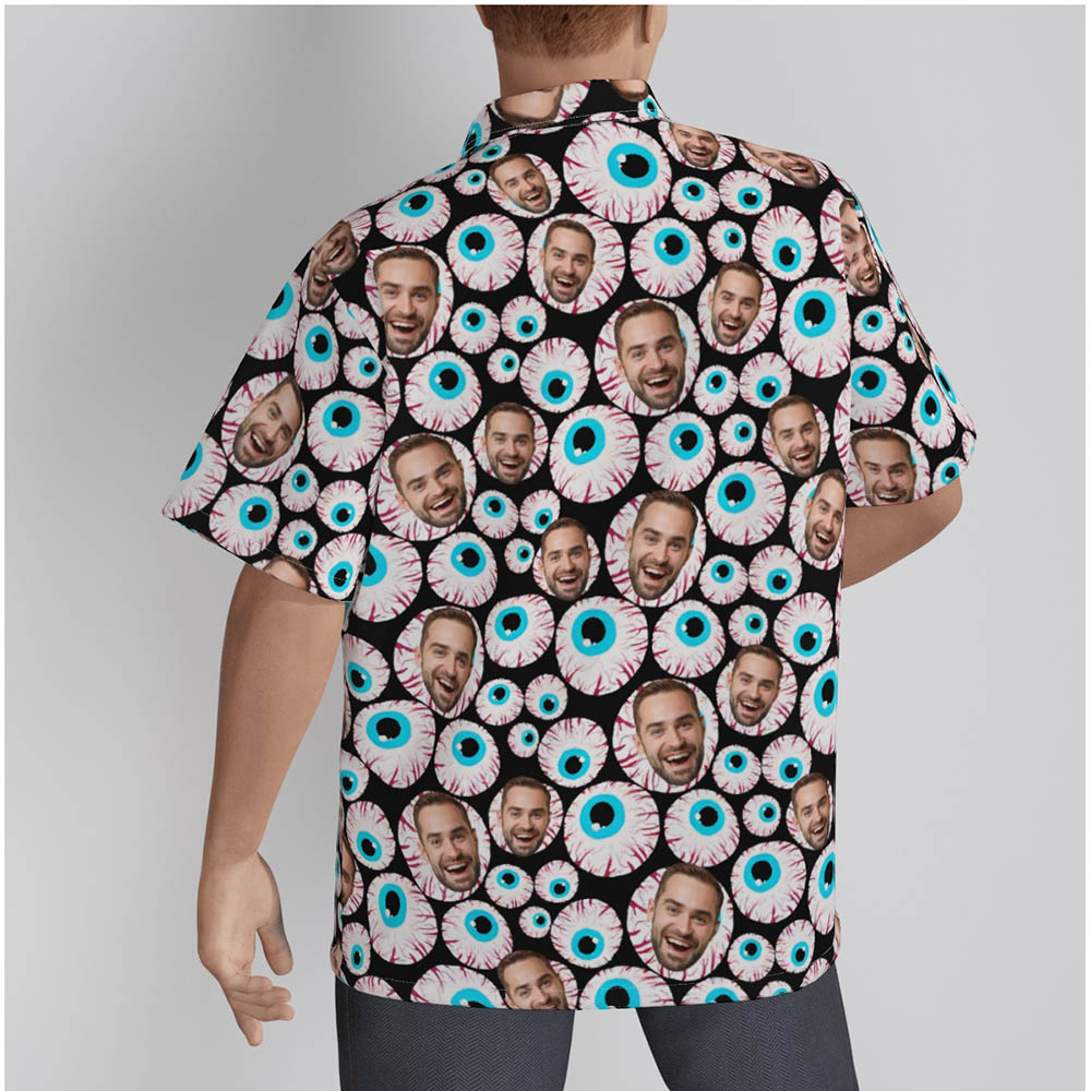Creepy Eyeballs Custom Face Halloween Hawaiian Shirt For Men