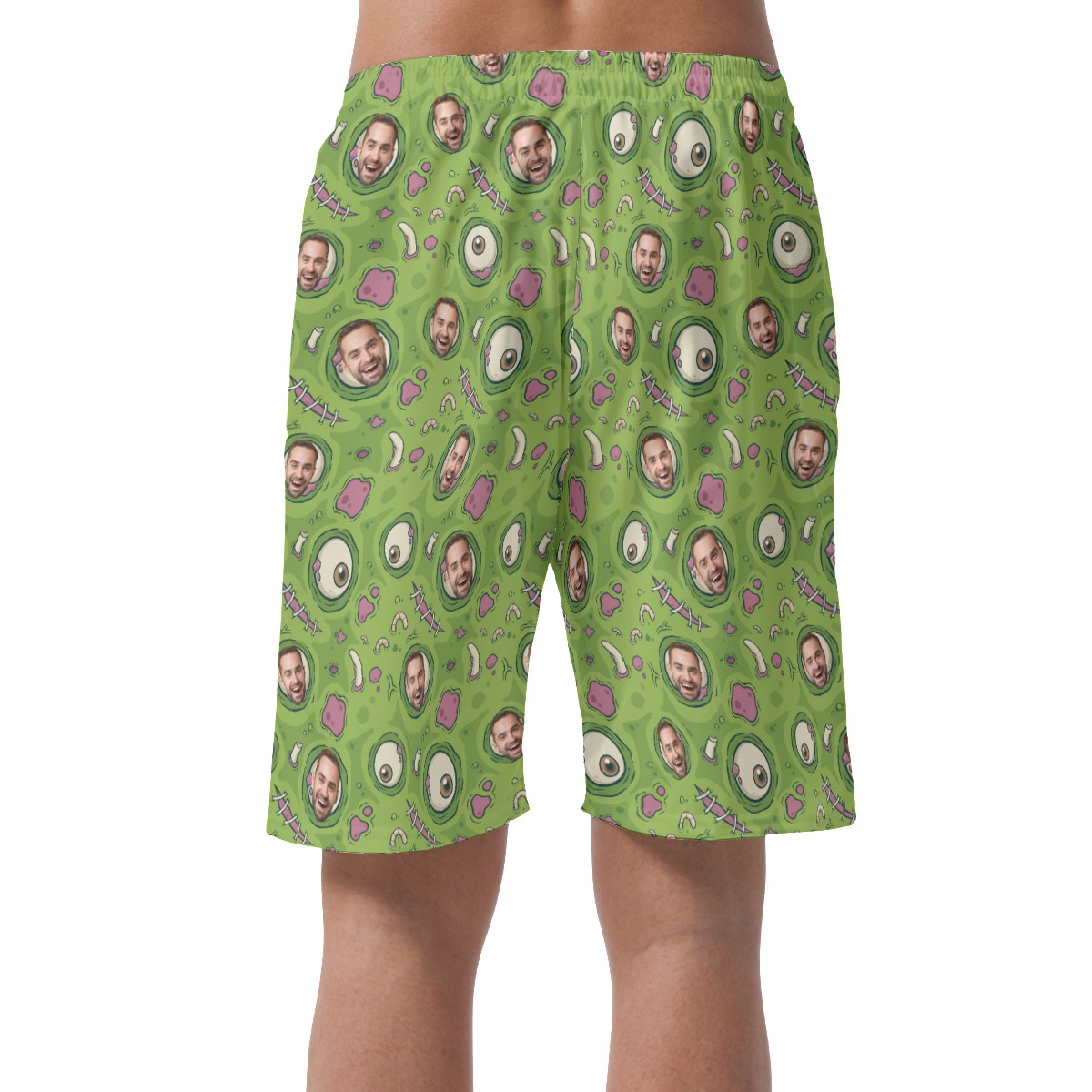 Funny Creepy Zombie Skin Hawaiian Men's Shorts With Custom Face
