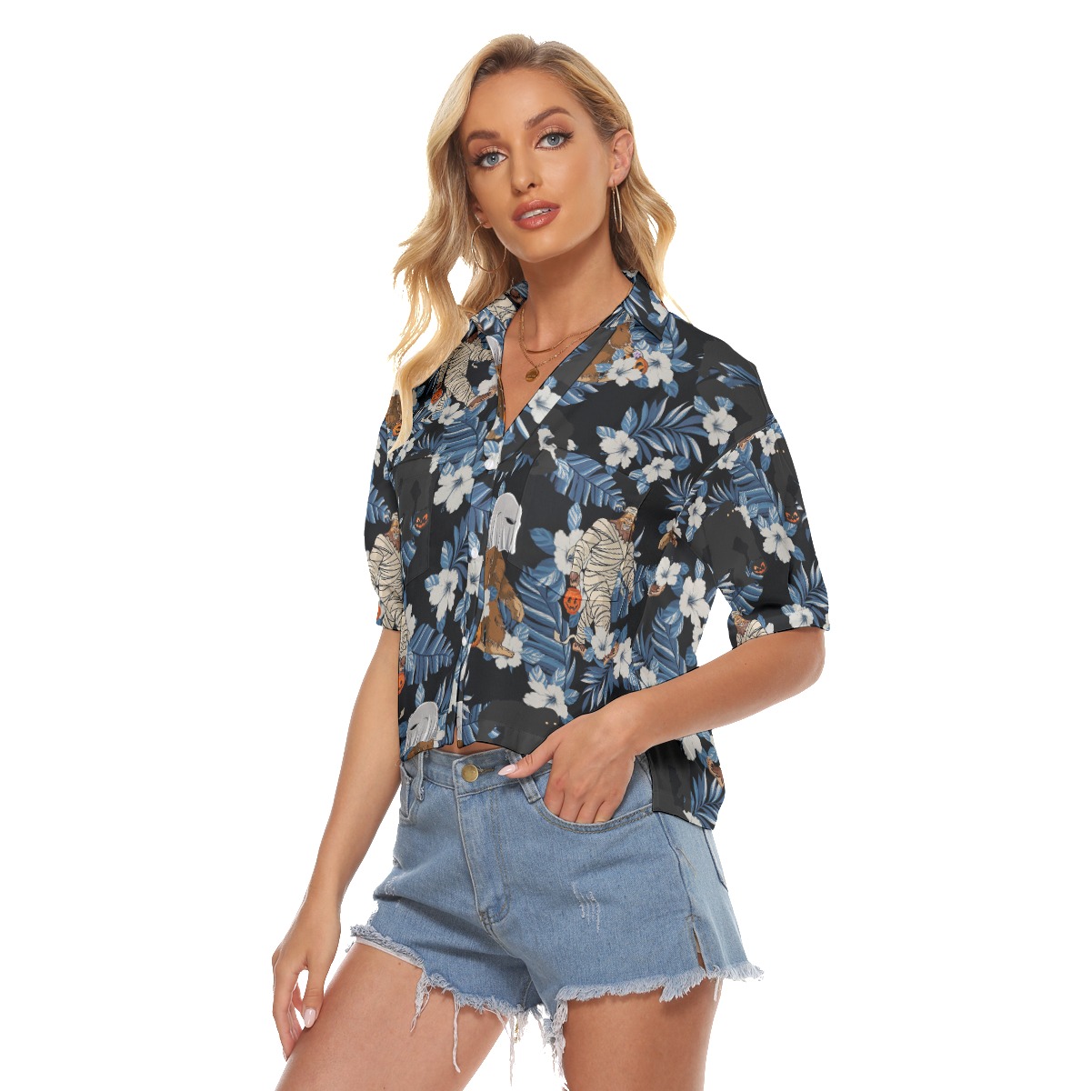 Tropical Sasquatch Mummy Hawaiian Crop Top Shirt For Women