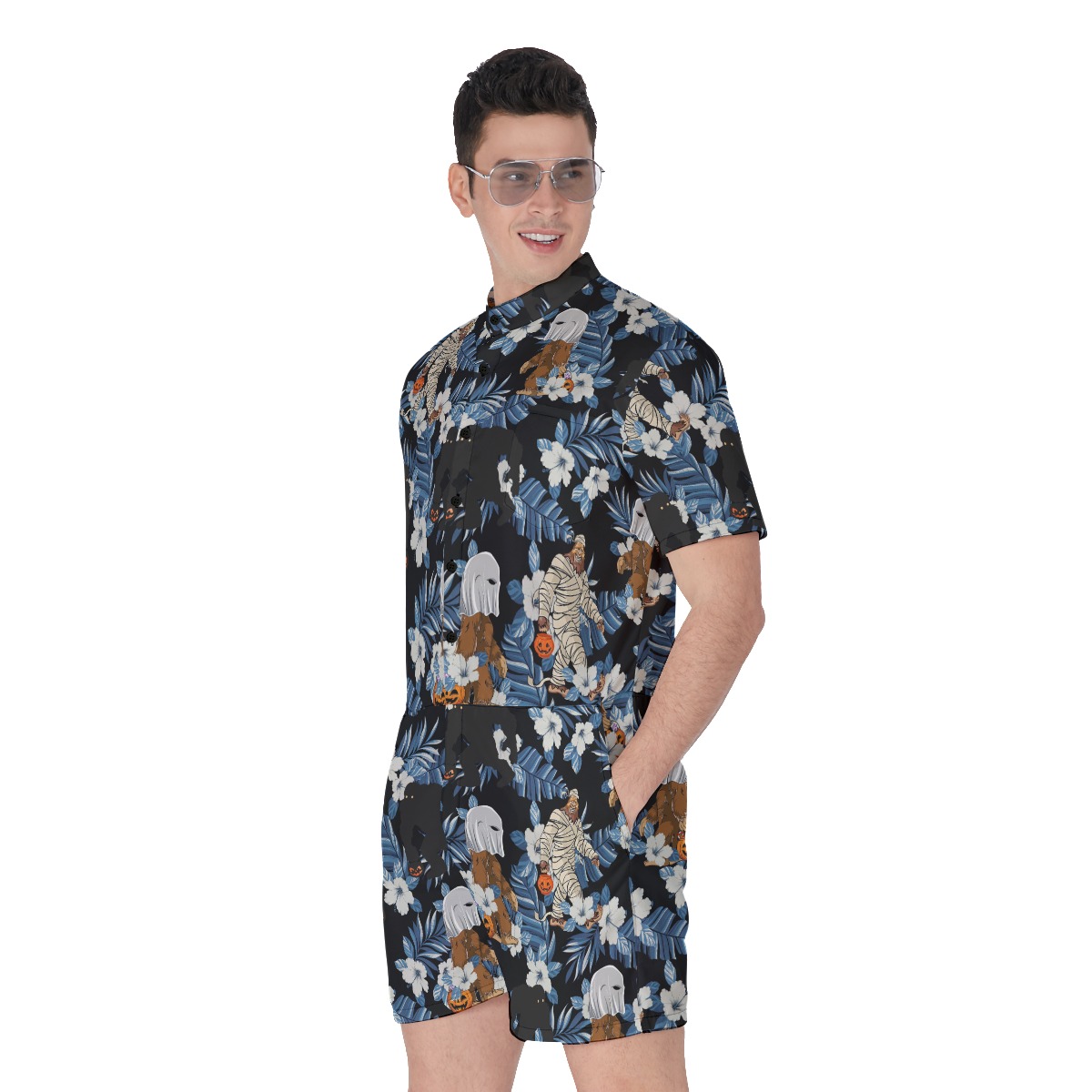 Tropical Bigfoot Mummy Costume Men's Hawaiian Romper