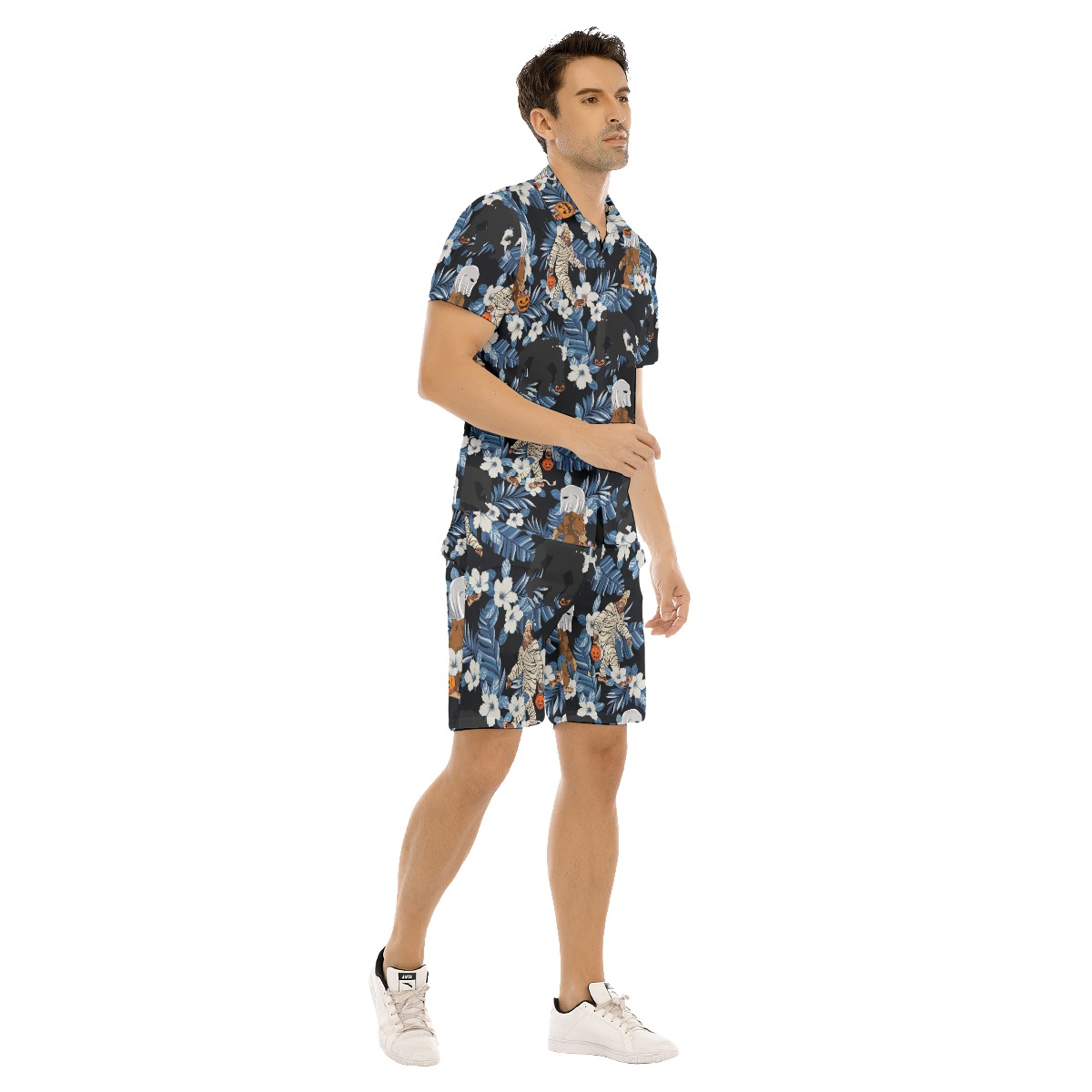 Set Bigfoot Mummy Tropical Hawaiian Shirt And Matching Shorts For Men