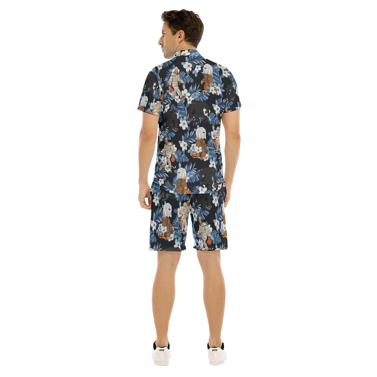 Set Bigfoot Mummy Tropical Hawaiian Shirt And Matching Shorts For Men