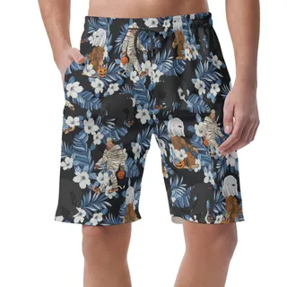 Funny Sasquatch Mummy Tropical Hawaiian Beach Shorts For Men