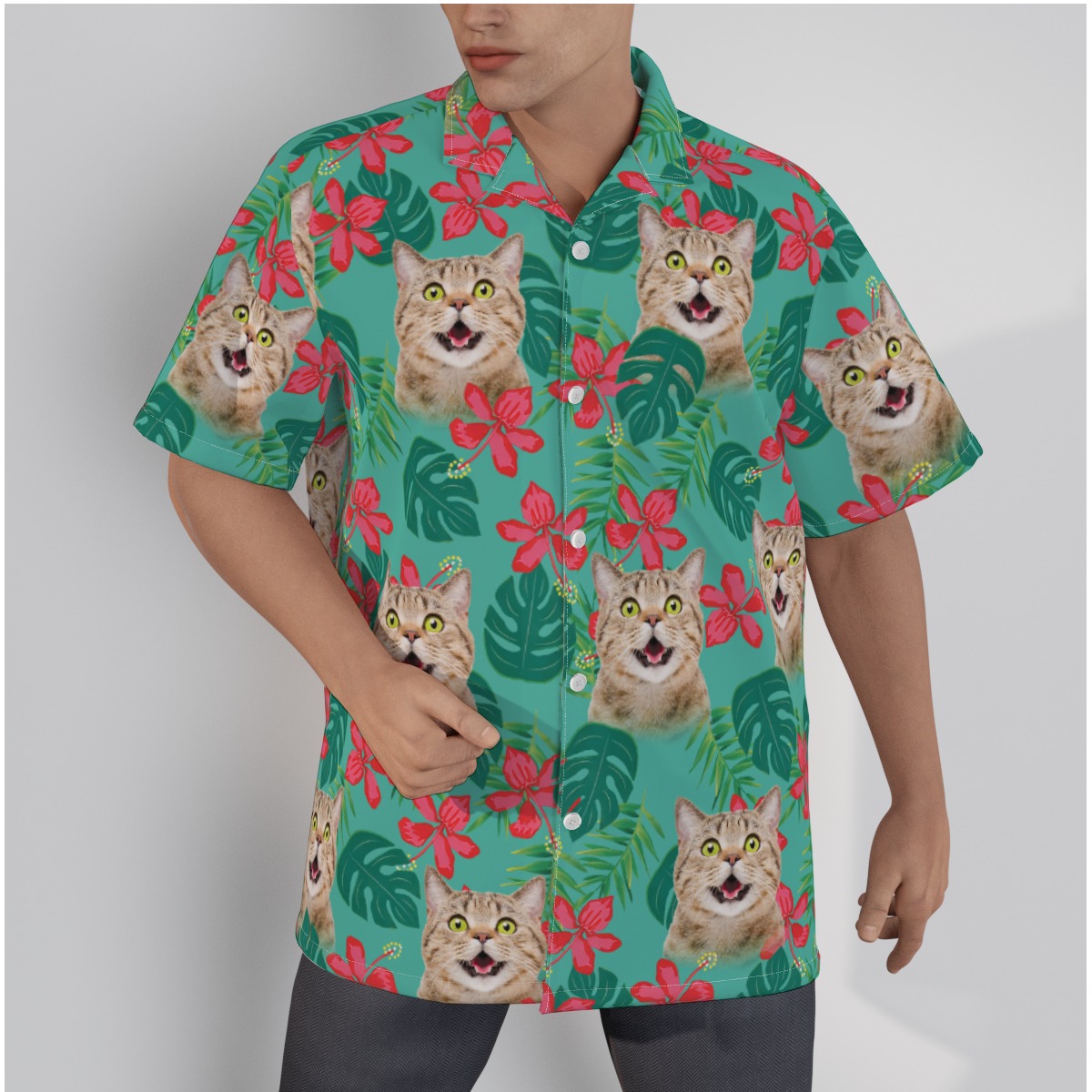 Funny Custom Hawaiian Shirt With Cat Face - variant image 1