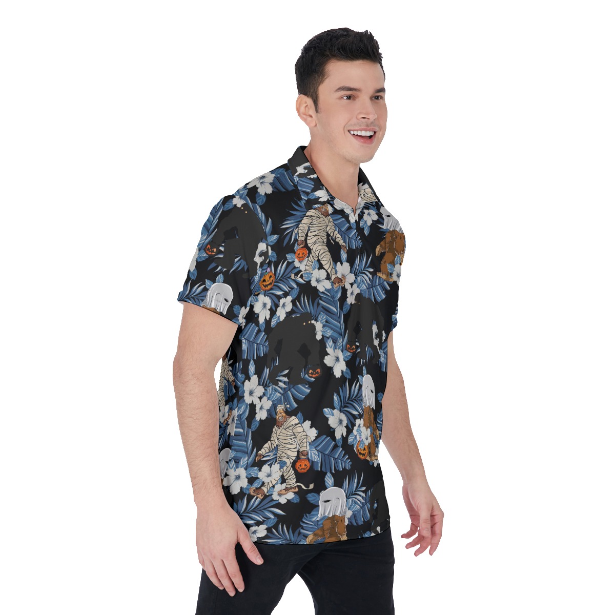 Funny Bigfoot Mummy Costume Hawaiian Polo Golf Shirt