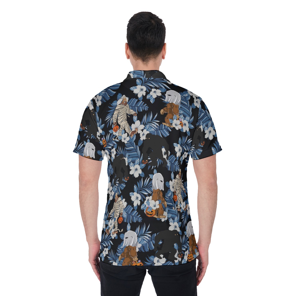 Funny Bigfoot Mummy Costume Hawaiian Polo Golf Shirt