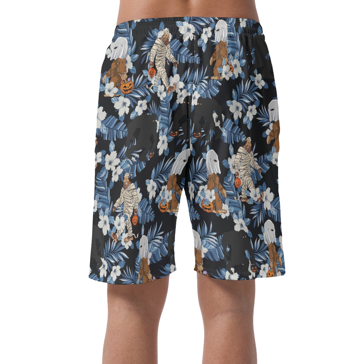 Funny Sasquatch Mummy Tropical Hawaiian Beach Shorts For Men