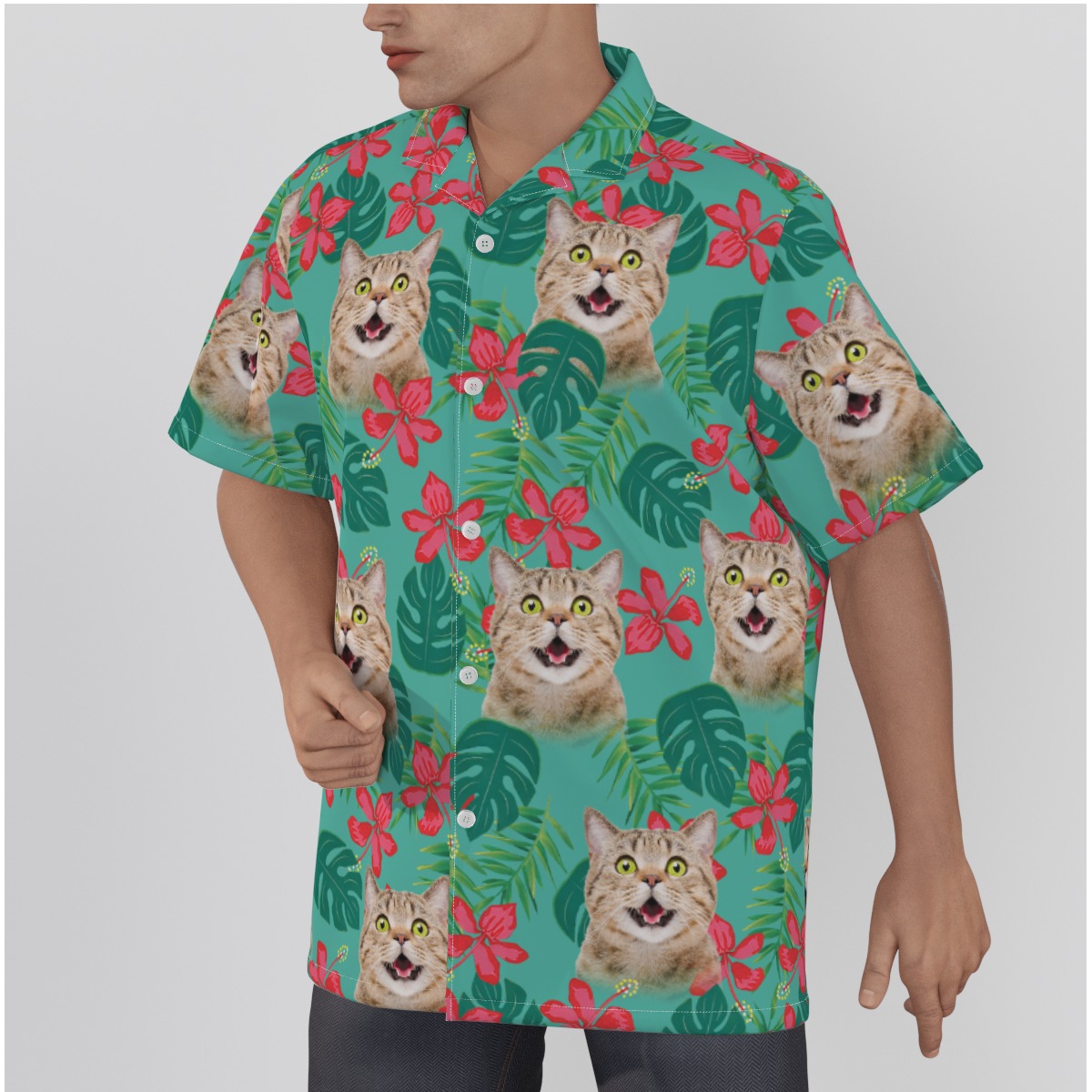 Funny Custom Hawaiian Shirt With Cat Face