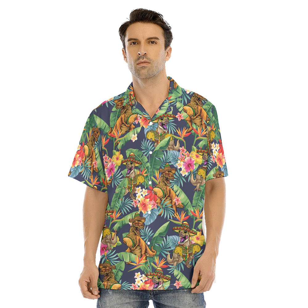 Funny Taco Dinosaur Tropical Family Matching Hawaiian Outfits