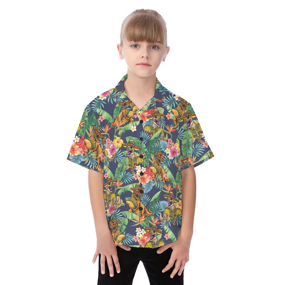 Funny Taco Dinosaur Tropical Family Matching Hawaiian Outfits
