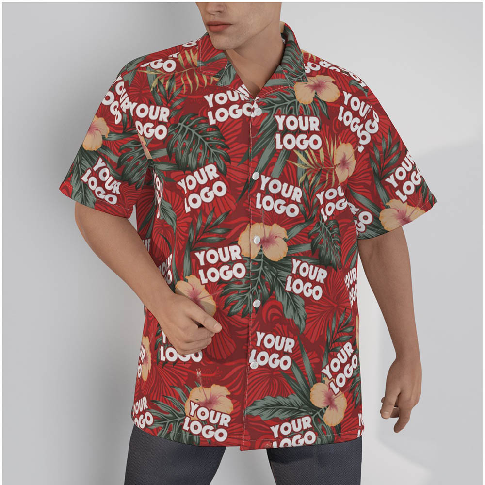Vintage Hibiscus Red Hawaiian Shirt With Custom Logo - variant image 1