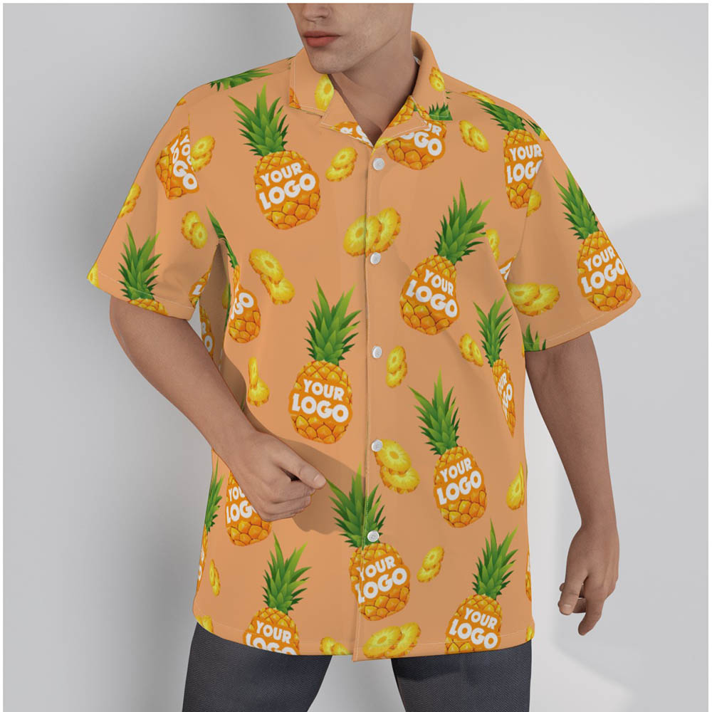Custom Logo Pineapple Orange Hawaiian Shirts For Men - variant image 1