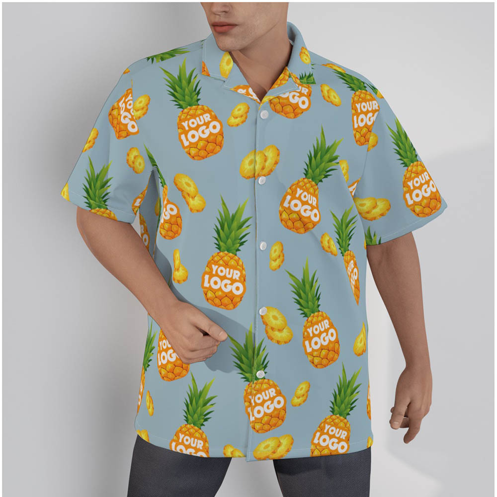 Funny Pineapple Blue Hawaiian Shirt With Custom Company Logo - variant image 1