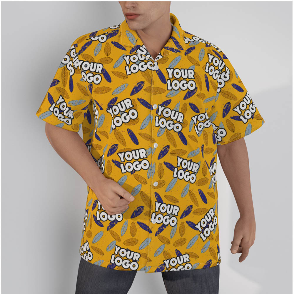 Custom Logo Vintage Yellow Hawaiian Shirts For Men - variant image 1