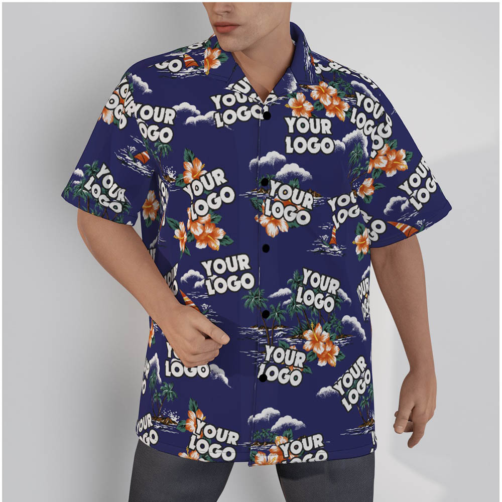 Tropical Palm Trees Custom Logo Hawaiian Shirt - variant image 1