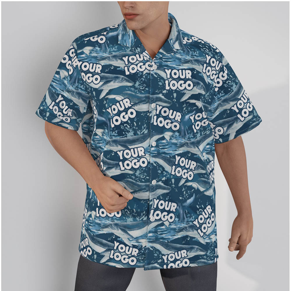 Blue Whale Custom Logo Hawaiian Shirt - variant image 1