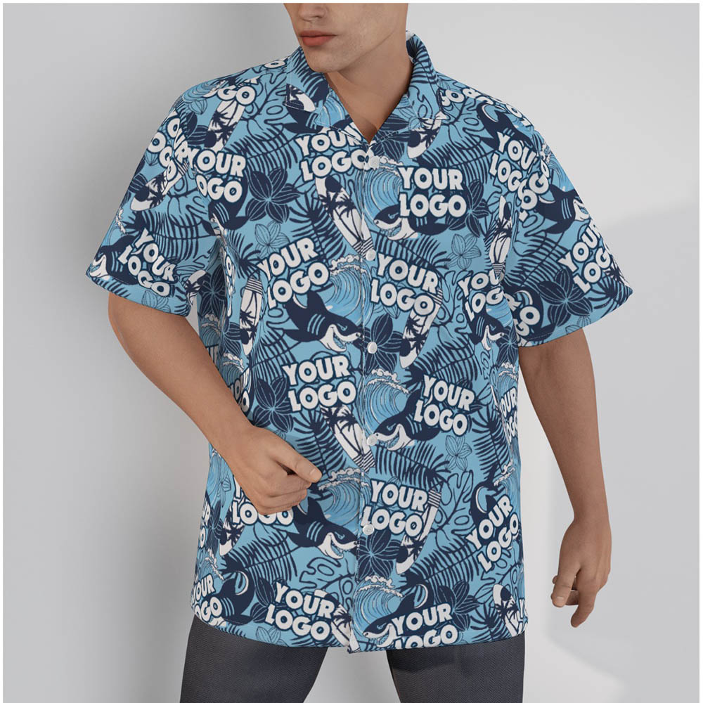 Custom Logo Shark Vintage Hawaiian Shirt - variant image 1