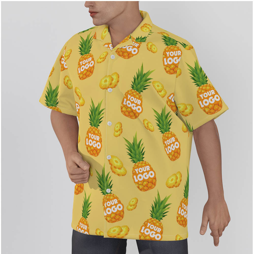 Yellow Pineapple Custom Logo Hawaiian Shirt