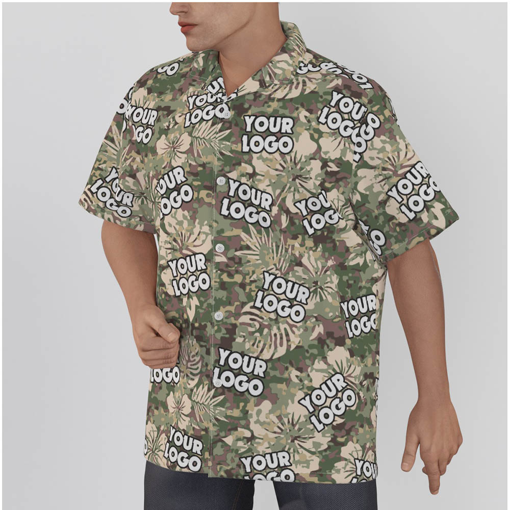 Cool Custom Logo Camouflage Hawaiian Shirt