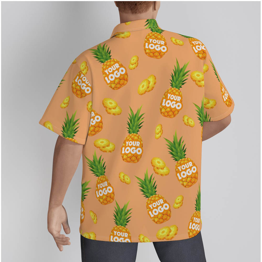 Custom Logo Pineapple Orange Hawaiian Shirts For Men